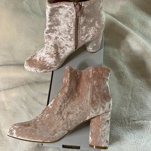 Pink Crushed Velvet Booties